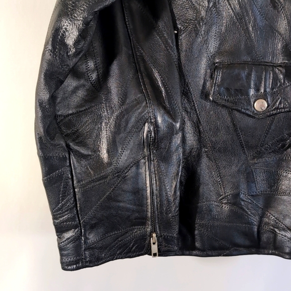 NWT Men's Genuine Black Leather Motorcycle Biker Jacket - Size XXL - Picture 4 of 14